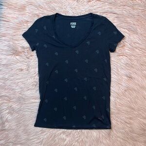 PINK Victoria’s Secret V Neck Black Tee Shirt‎ Size XS